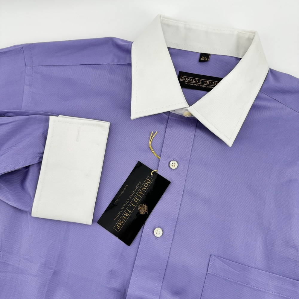 Donald J. Trump Dress Shirt Mens 16.5 32-33 Purple Dune Contrast Collar Twill - Picture 1 of 7